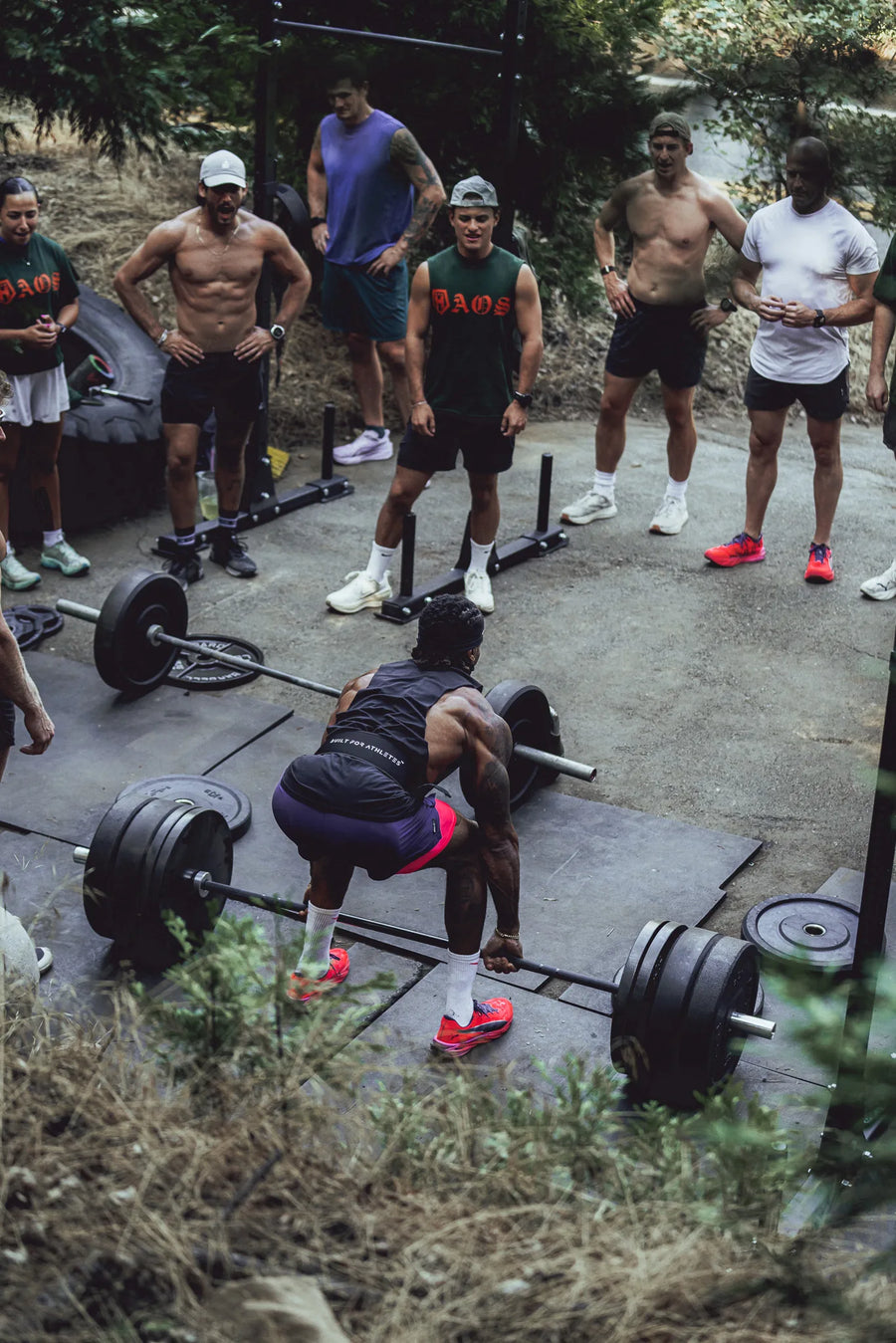 Barbell session outdoors at HAOS training camp